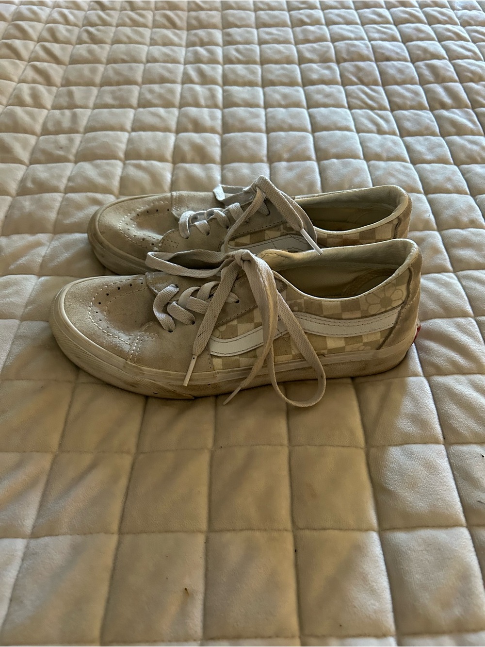 Vans Kids Beige Checkerboard Lace-Up Sneakers